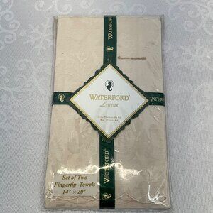 Waterford Linens Fingertip Towels Set Of 2 14"x20" Cream Jacquard Cotton Blend